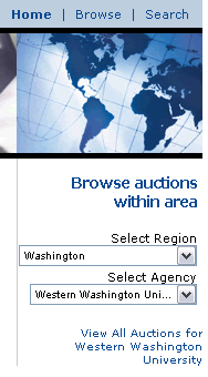 Public Surplus site showing search fields