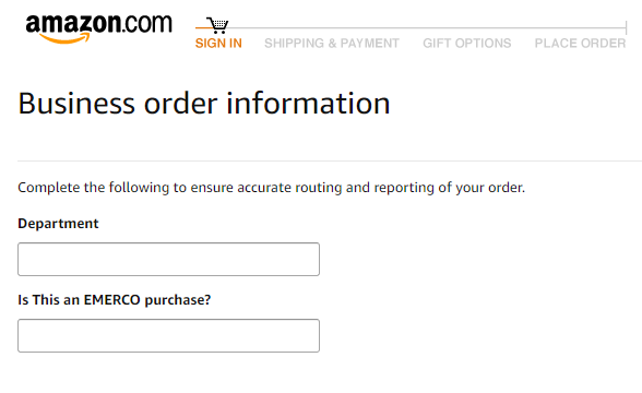 Screenshot of check out screen on Amazon with EMERCO Question